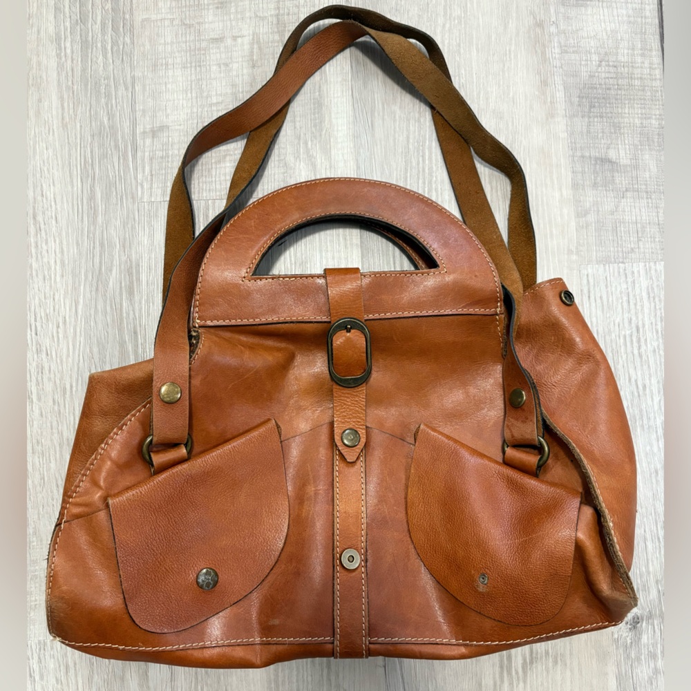 Patricia Nash Milania Convertible Satchel Genuine Leather Vintage Shoulder Bag